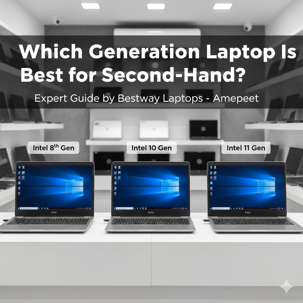 Best laptop generations for second-hand use in Hyderabad shown at Bestway Laptops Ameerpet