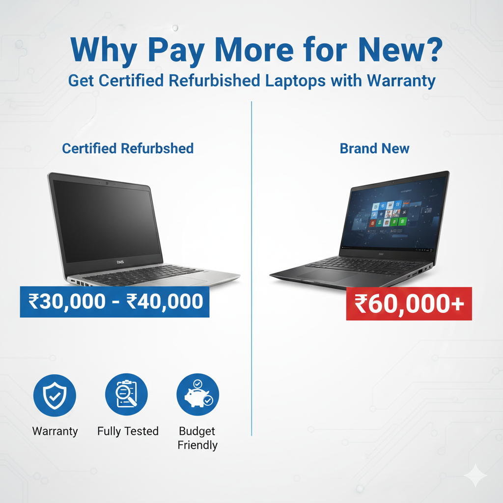 Refurbished laptops vs new laptops price comparison in Hyderabad