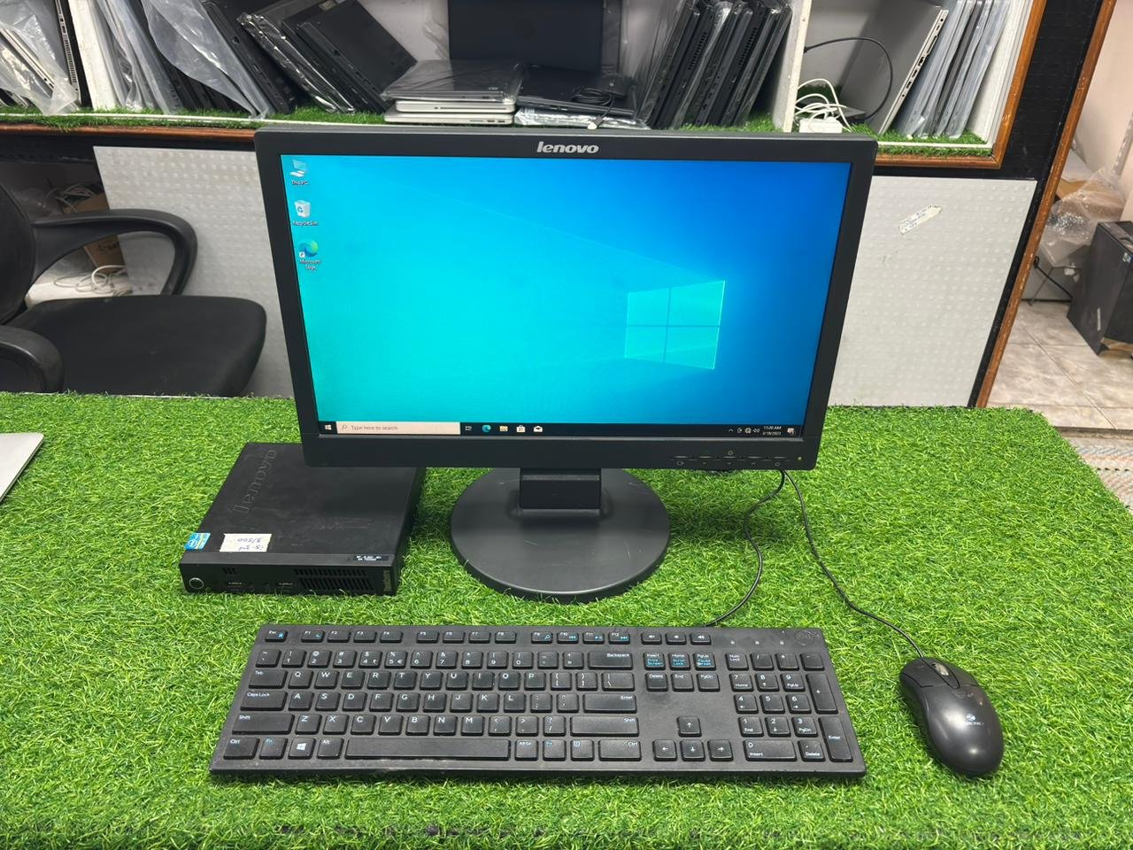 Lenovo ThinkCentre M93p desktop full setup with monitor