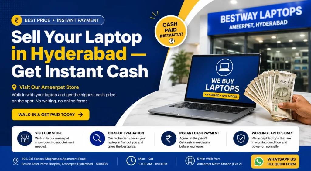 Sell Your Laptop in Hyderabad and Get Instant Cash at Bestway Laptops Ameerpet